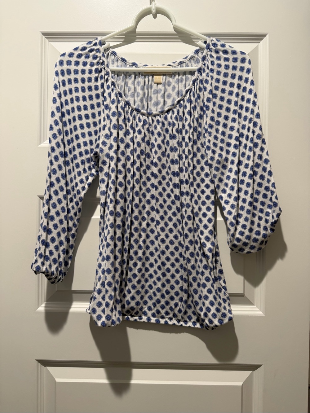 Michael Kors White Blouse with Blue Dot Print